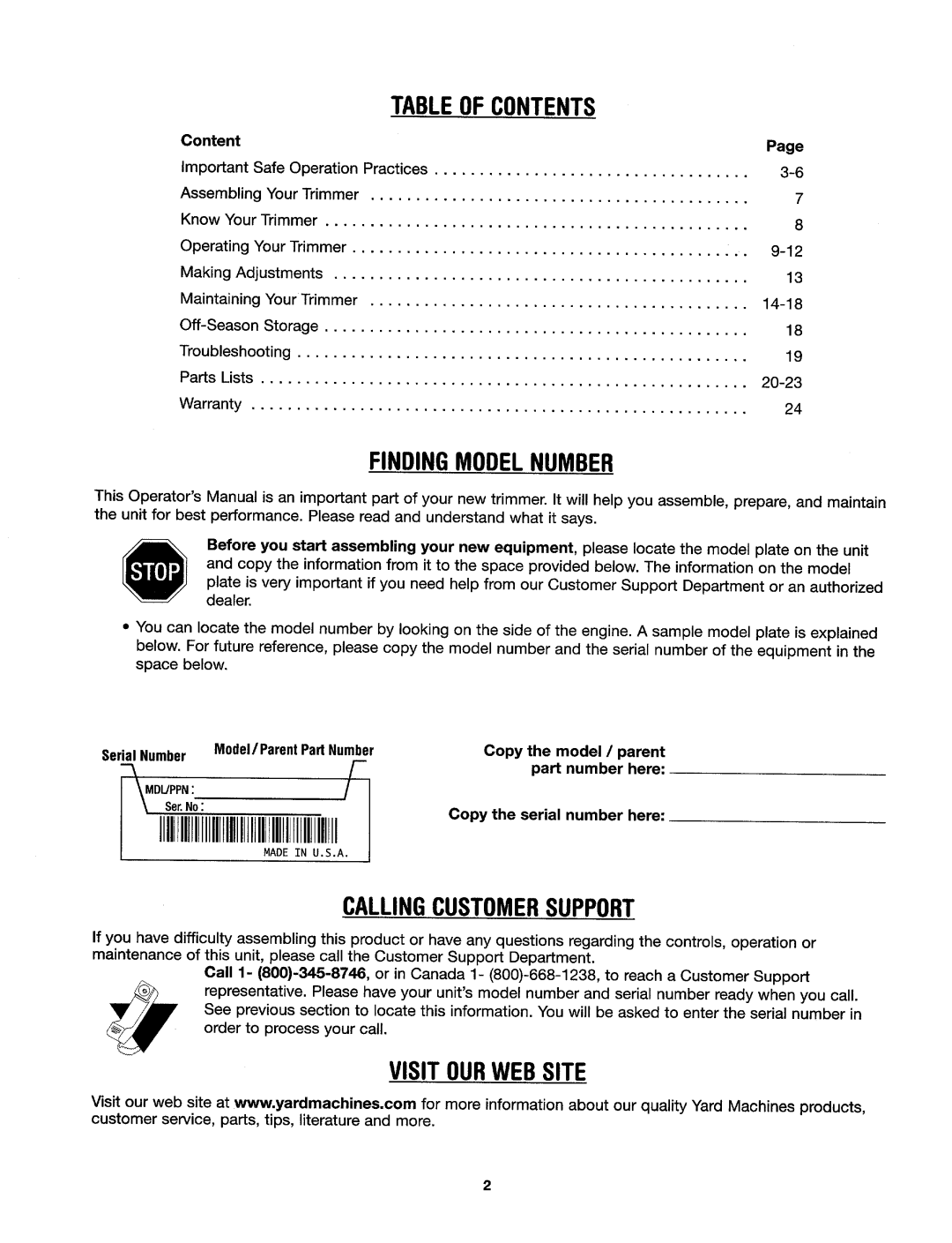 Yard Machines 41AD-Y28-G000 manual 