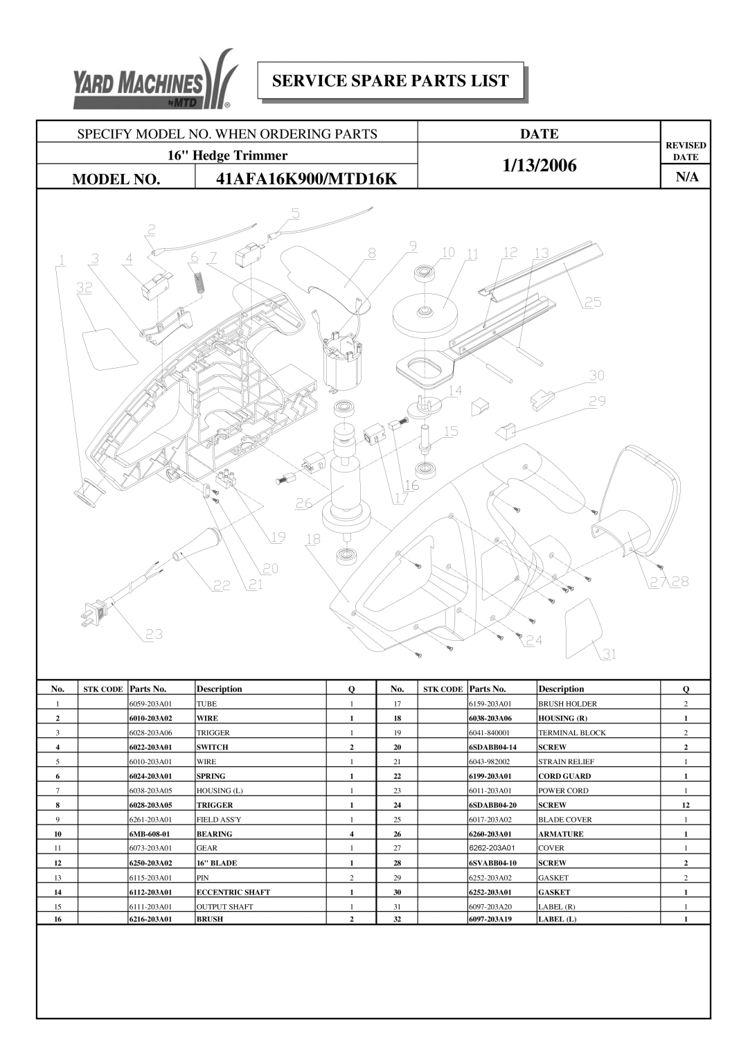 Yard Machines manual 13/2006, 41AFA16K900/MTD16K, 6262-203A01 