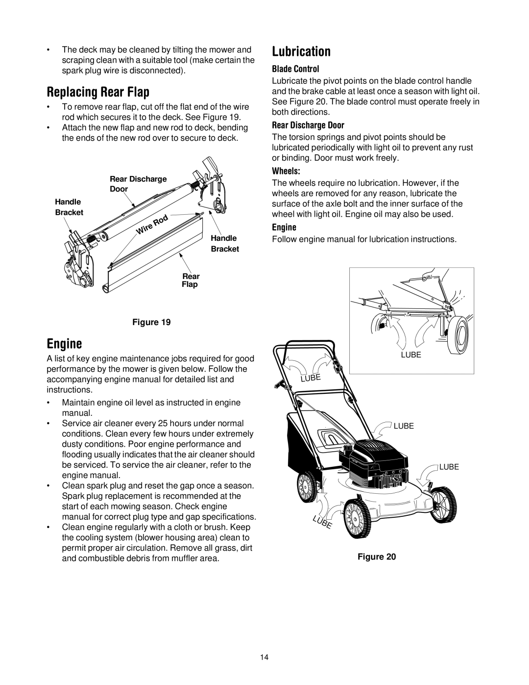 Yard Machines 429 manual Replacing Rear Flap, Lubrication, Engine 