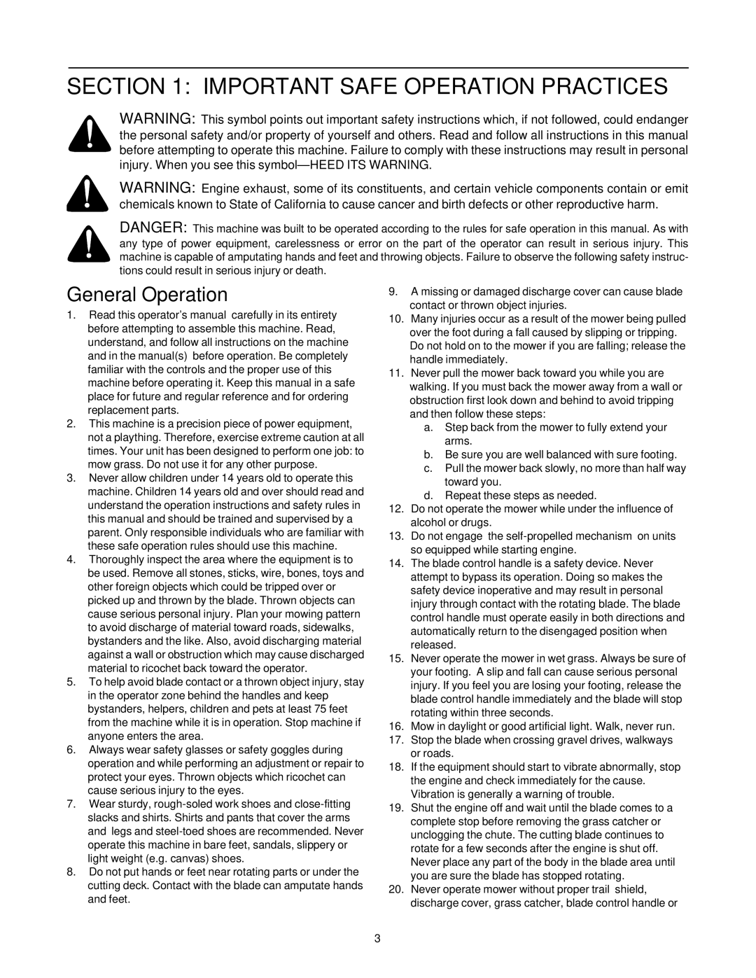 Yard Machines 429 manual Important Safe Operation Practices, General Operation 