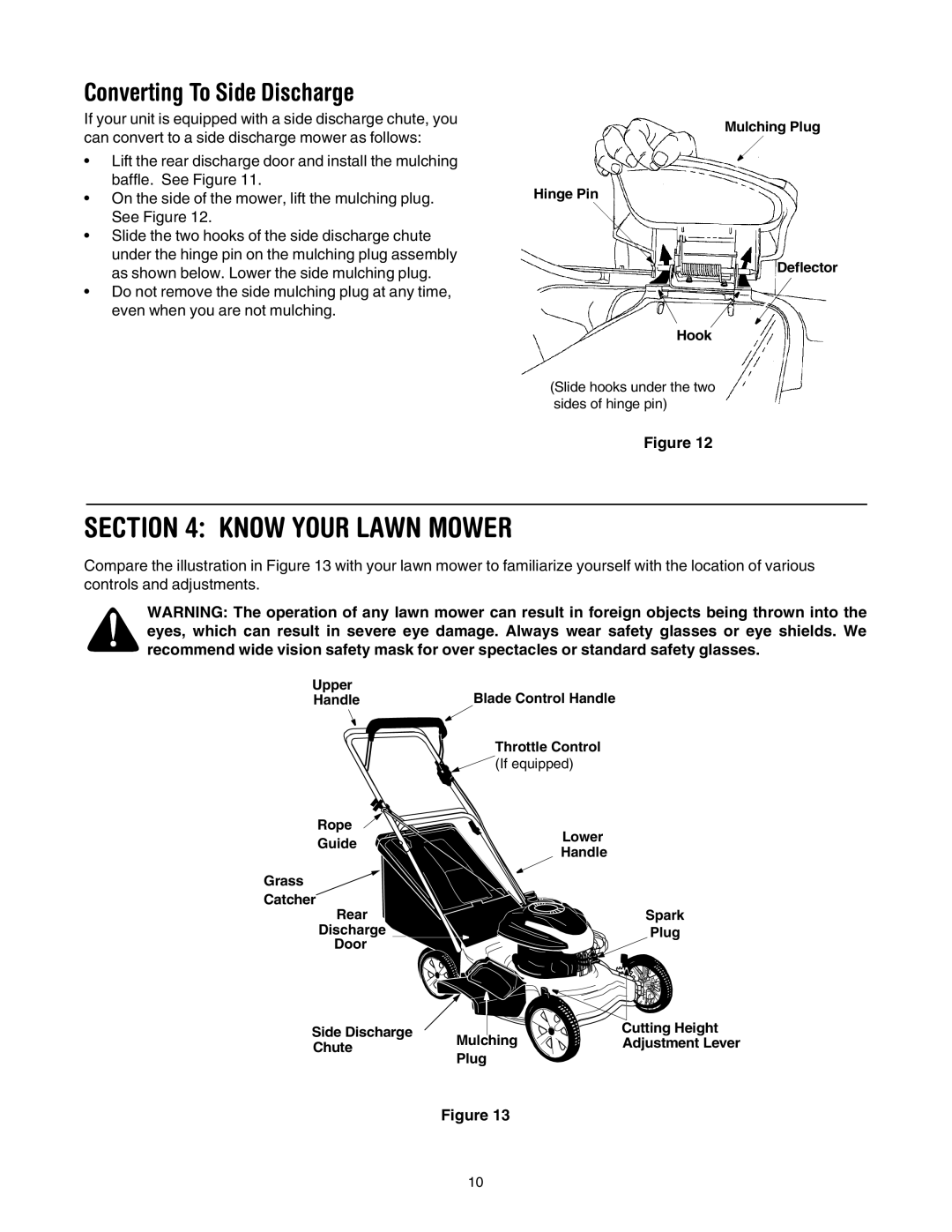 Yard Machines 430 manual Know Your Lawn Mower, Converting To Side Discharge 