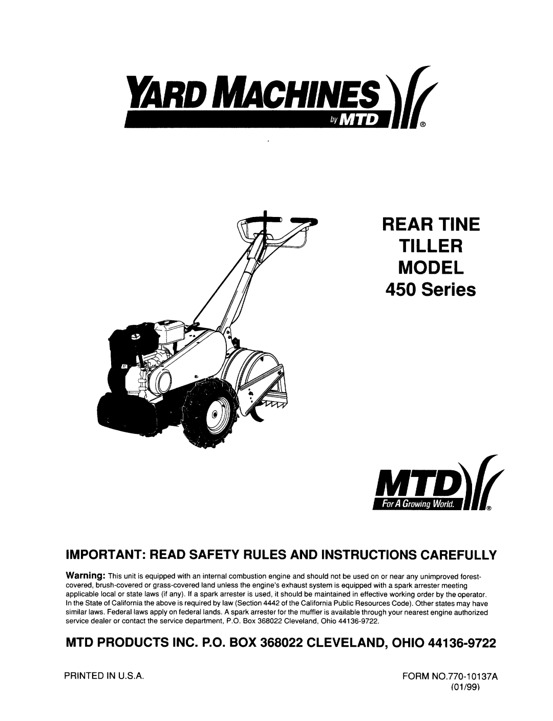 Yard Machines 450 manual 