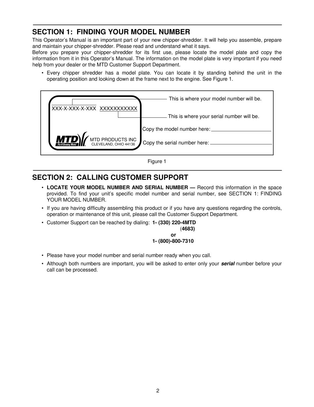 Yard Machines 462 Thru 465 manual Finding Your Model Number, Calling Customer Support, 4683 