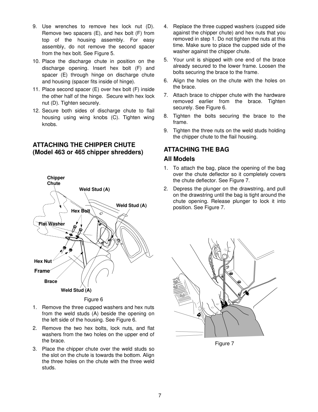 Yard Machines 462 Thru 465 manual Attaching the BAG, Frame 