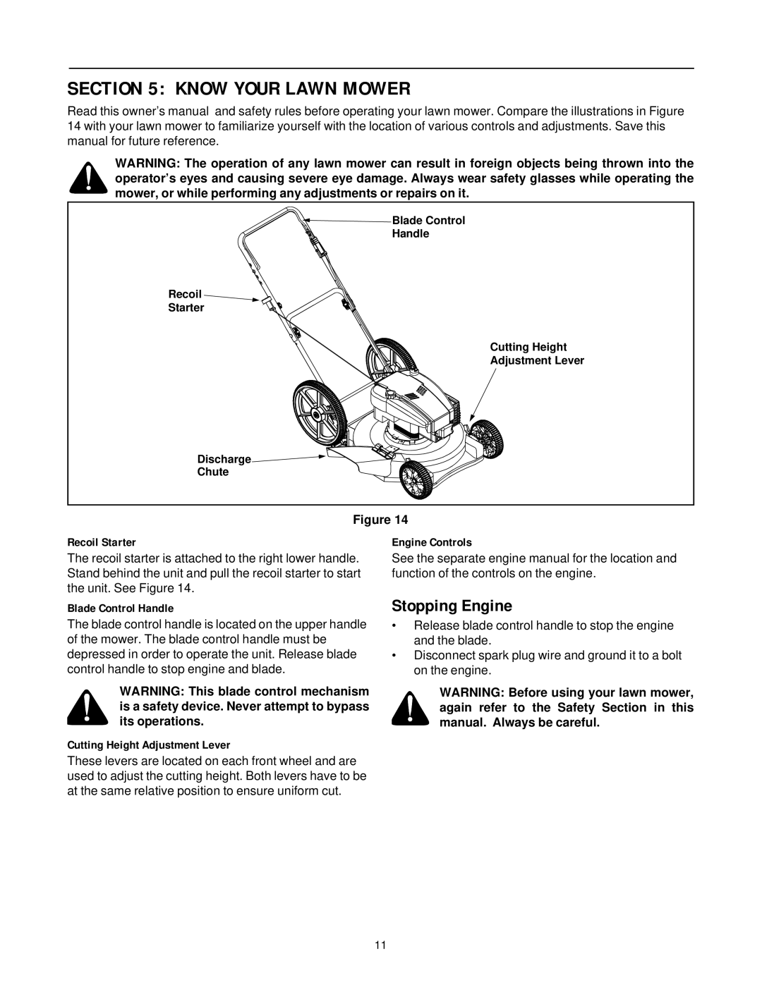 Yard Machines 509 manual Know Your Lawn Mower, Stopping Engine 