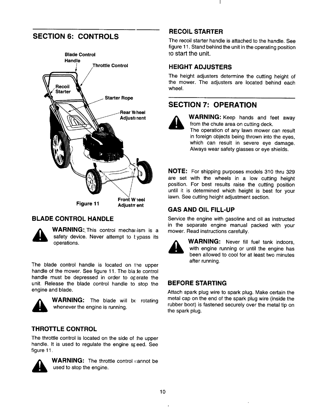 Yard Machines 510-519, 310-329 manual 