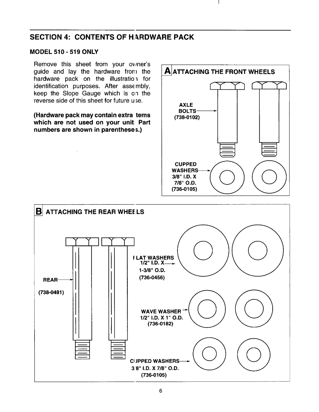 Yard Machines 510-519, 310-329 manual 