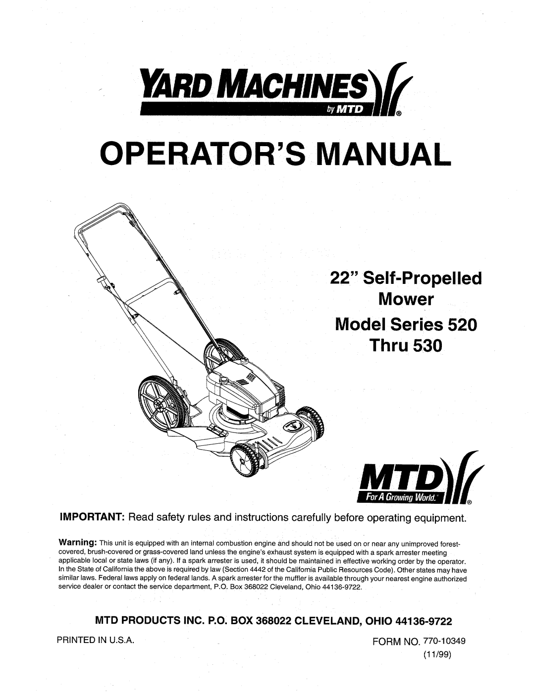 Yard Machines 530 manual 