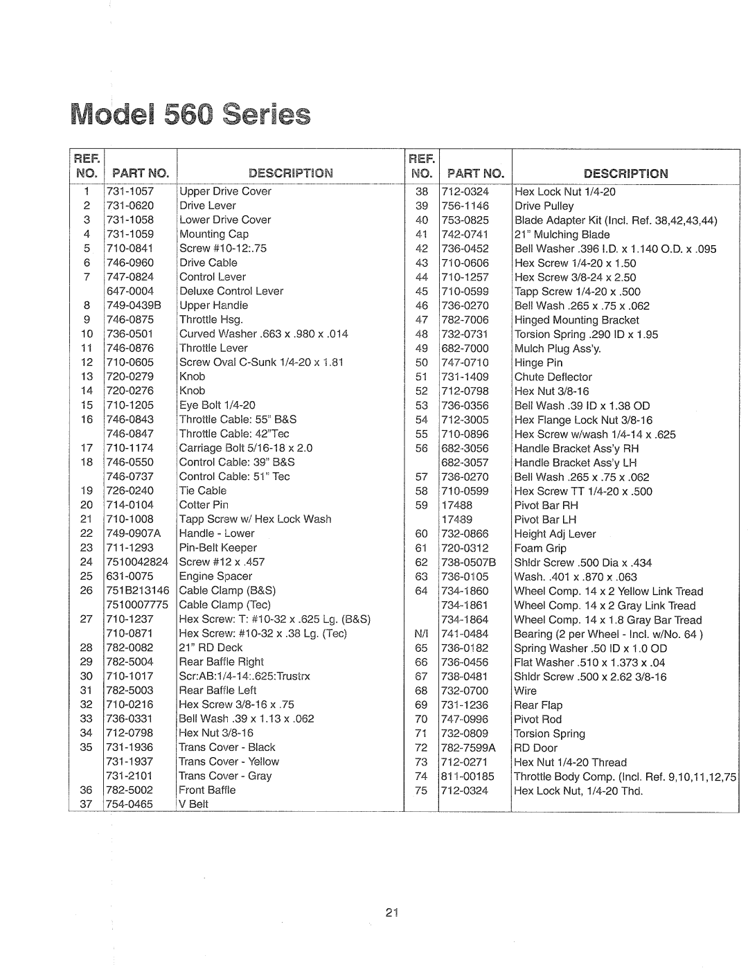 Yard Machines 560 manual 