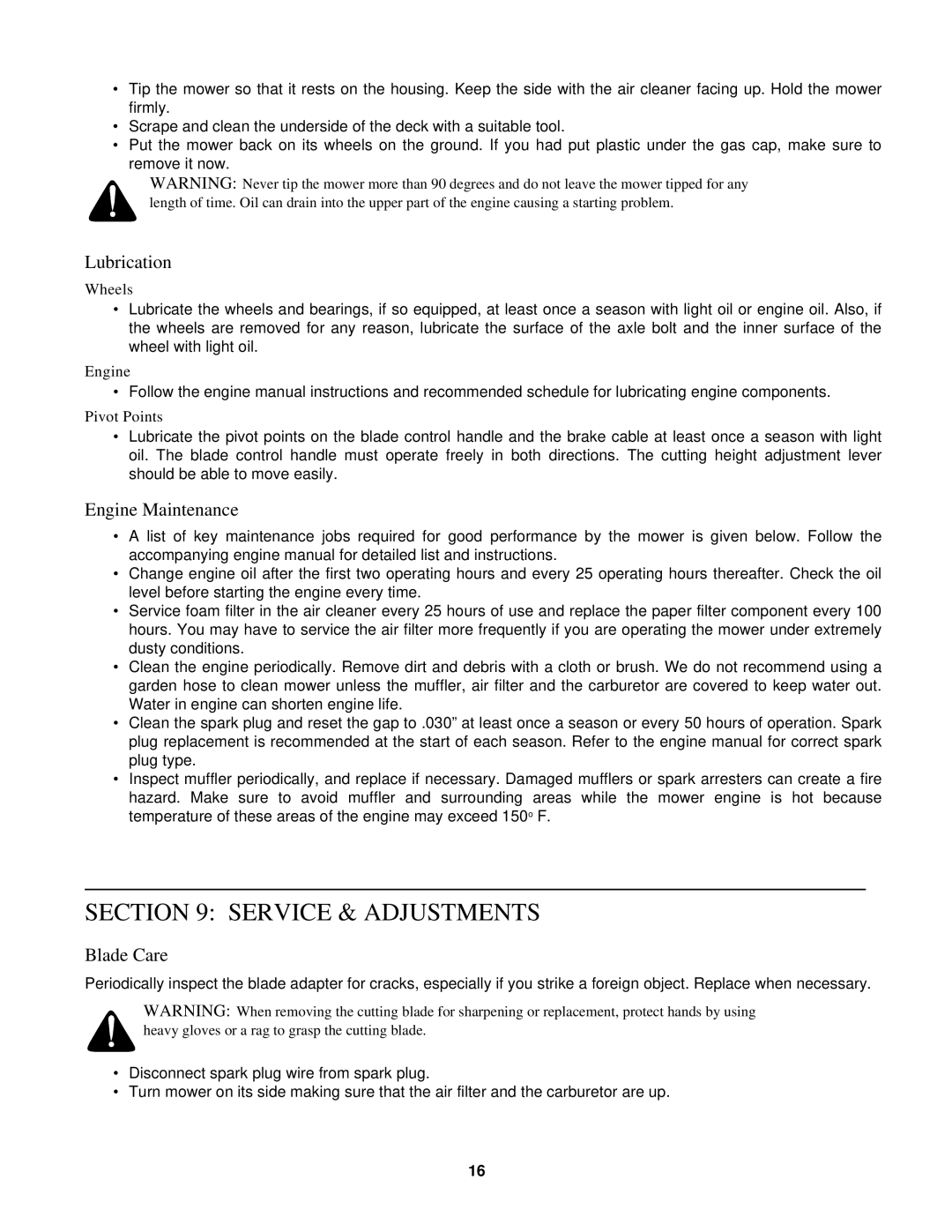 Yard Machines 570 manual Service & Adjustments, Lubrication, Engine Maintenance, Blade Care 