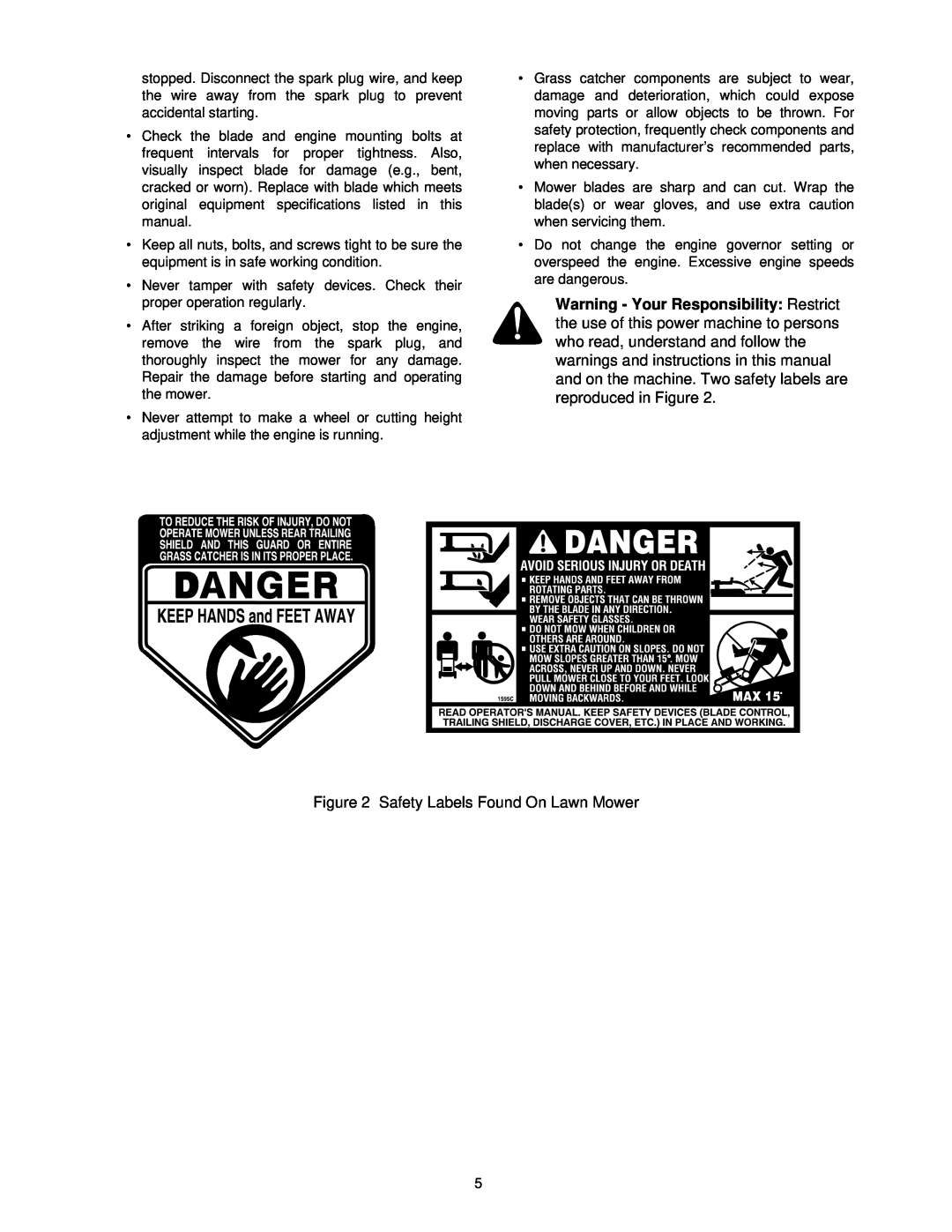 Yard Machines 580 Series manual Safety Labels Found On Lawn Mower 