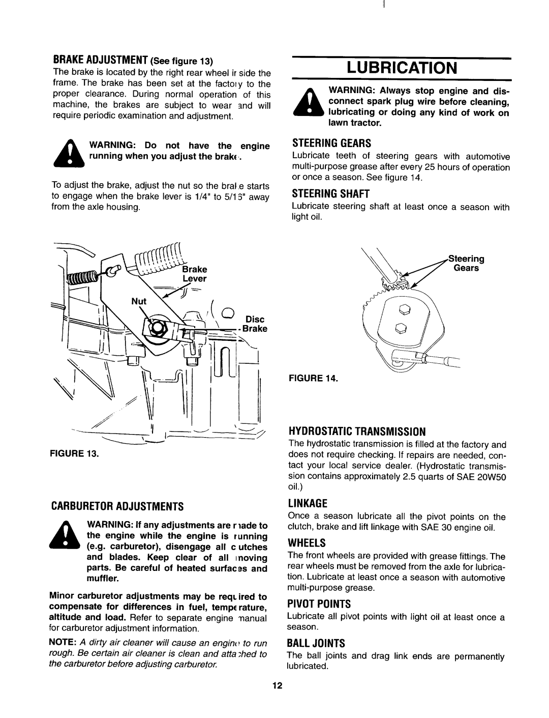 Yard Machines 699, 690 manual Lubrication, Steeringshaft 