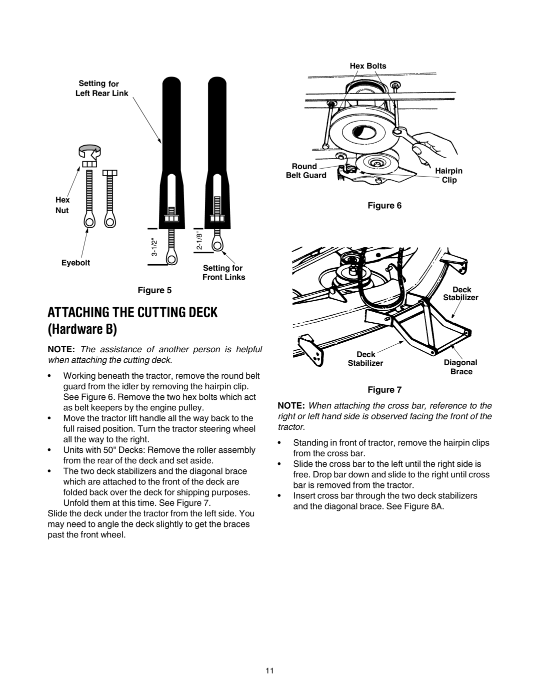 Yard Machines 820 Thru 829, 840 Thru 849 manual Attaching the Cutting Deck Hardware B 