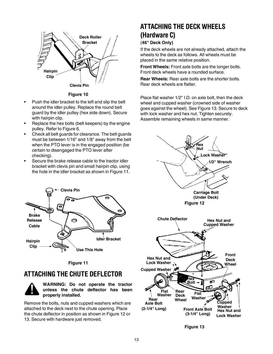 Yard Machines 820 Thru 829, 840 Thru 849 manual Attaching the Chute Deflector, Deck Only 