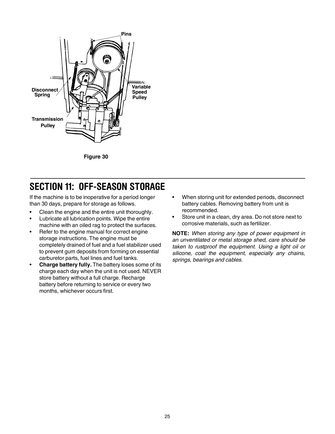 Yard Machines 820 Thru 829, 840 Thru 849 manual OFF-SEASON Storage 