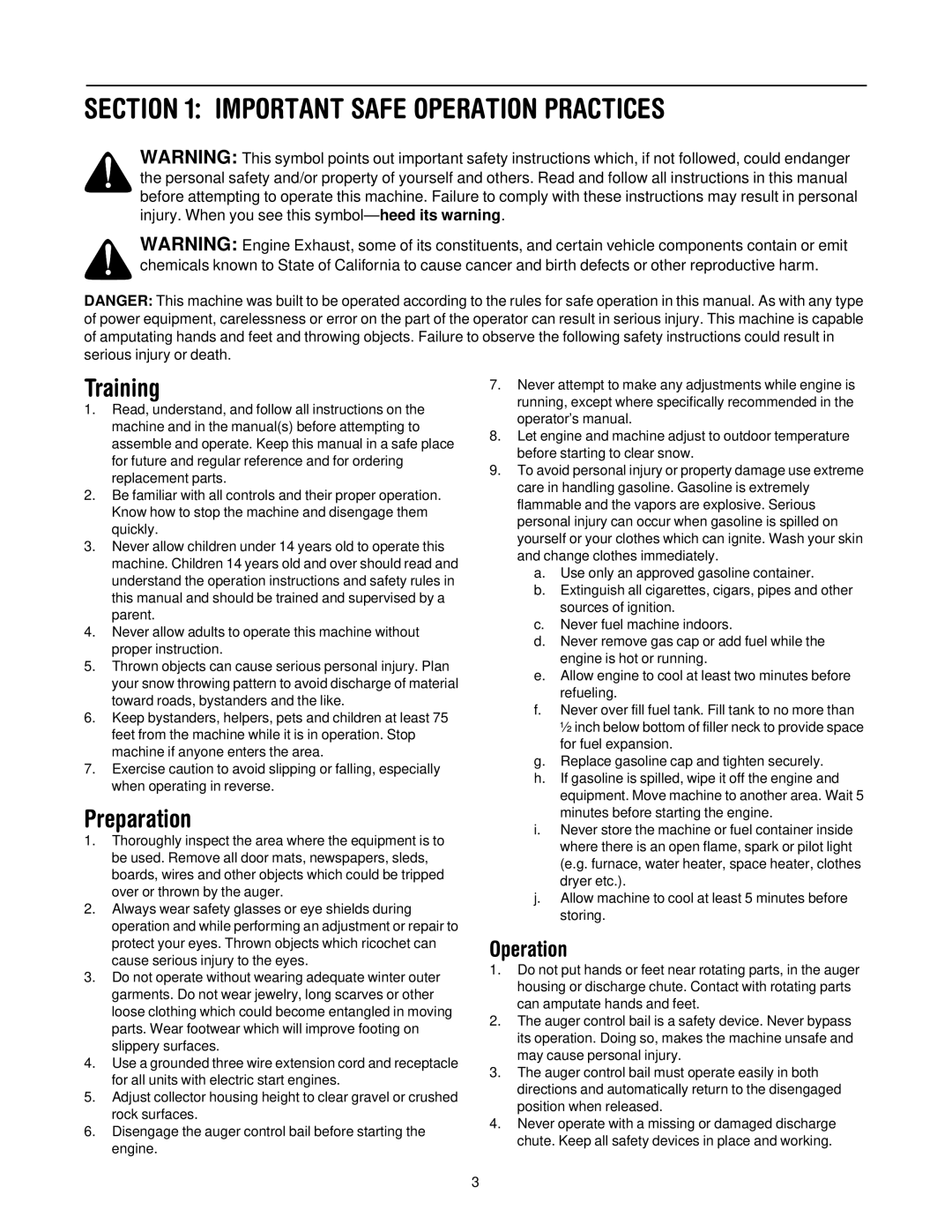 Yard Machines E295, E285 manual Important Safe Operation Practices, Training, Preparation 