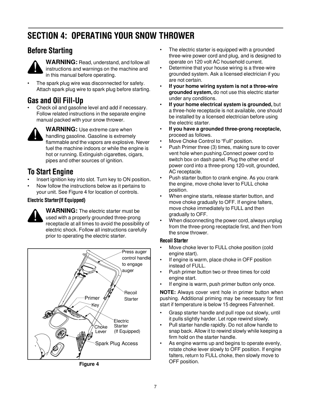 Yard Machines E295, E285 manual Operating Your Snow Thrower, Before Starting, Gas and Oil Fill-Up, To Start Engine 