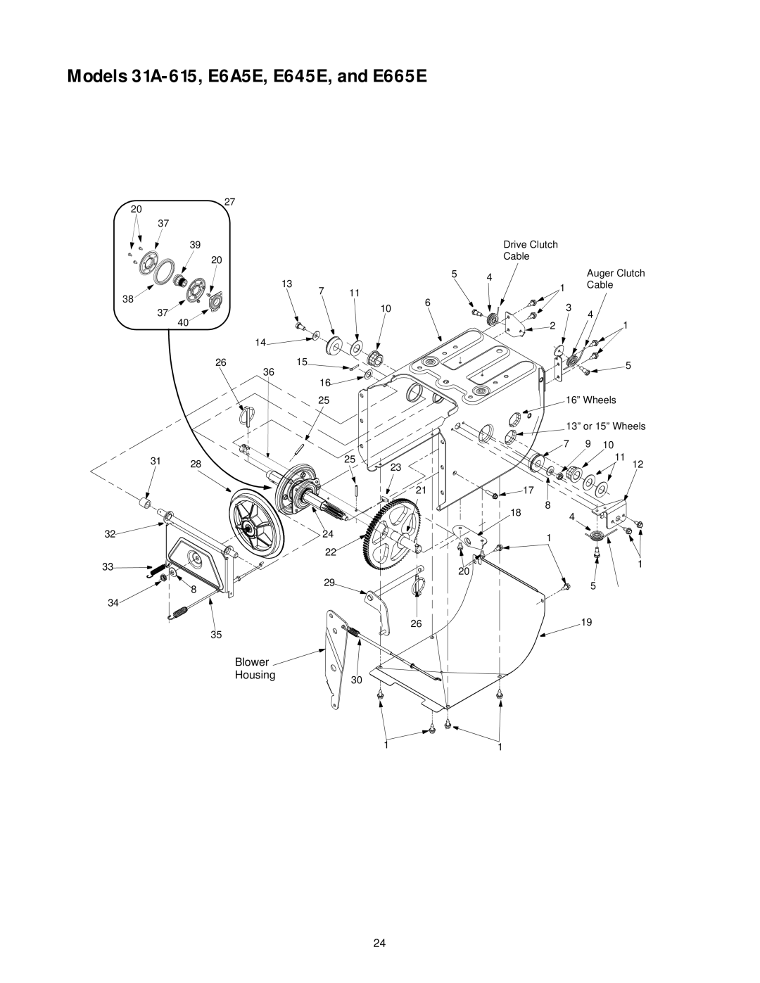 Yard Machines E665E, E645E, 615, E6A5E manual Blower Housing 