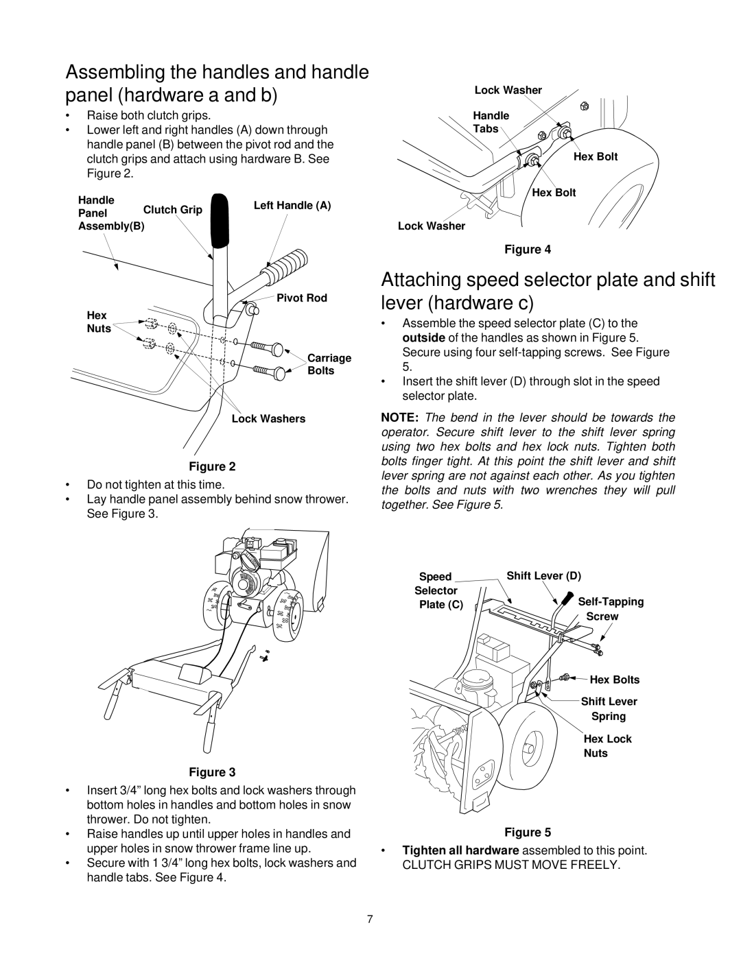 Yard Machines E6A5E, E665E, E645E, 615 manual Attaching speed selector plate and shift lever hardware c 