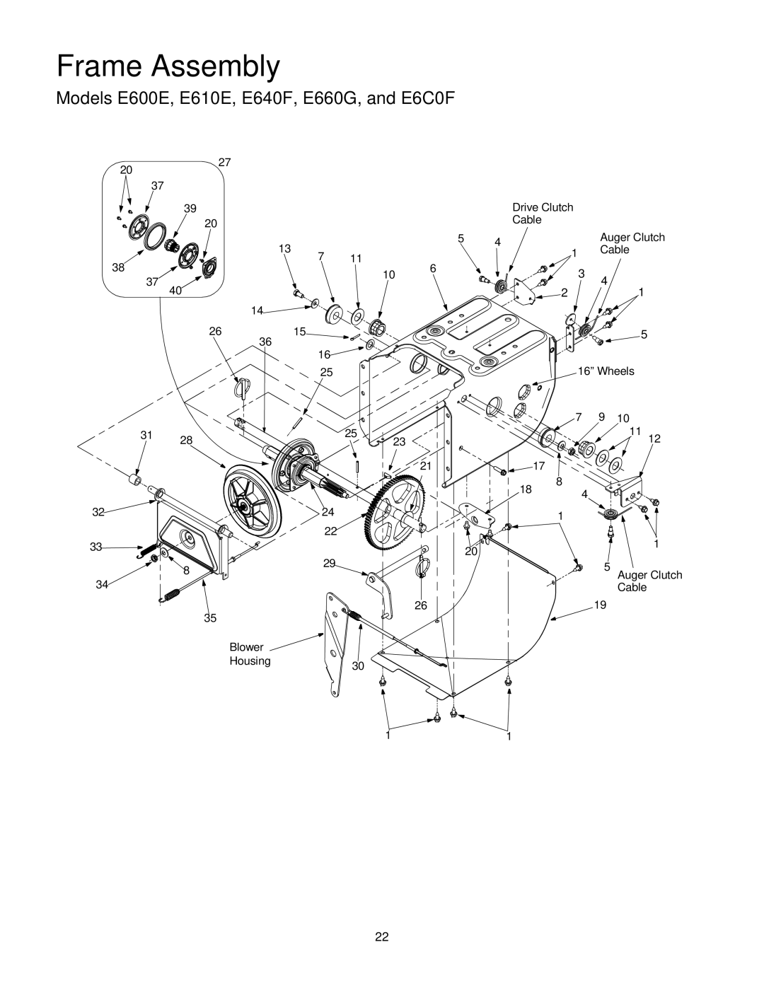 Yard Machines E660G, E6C0F, E610E, E640F, E600E manual Frame Assembly 