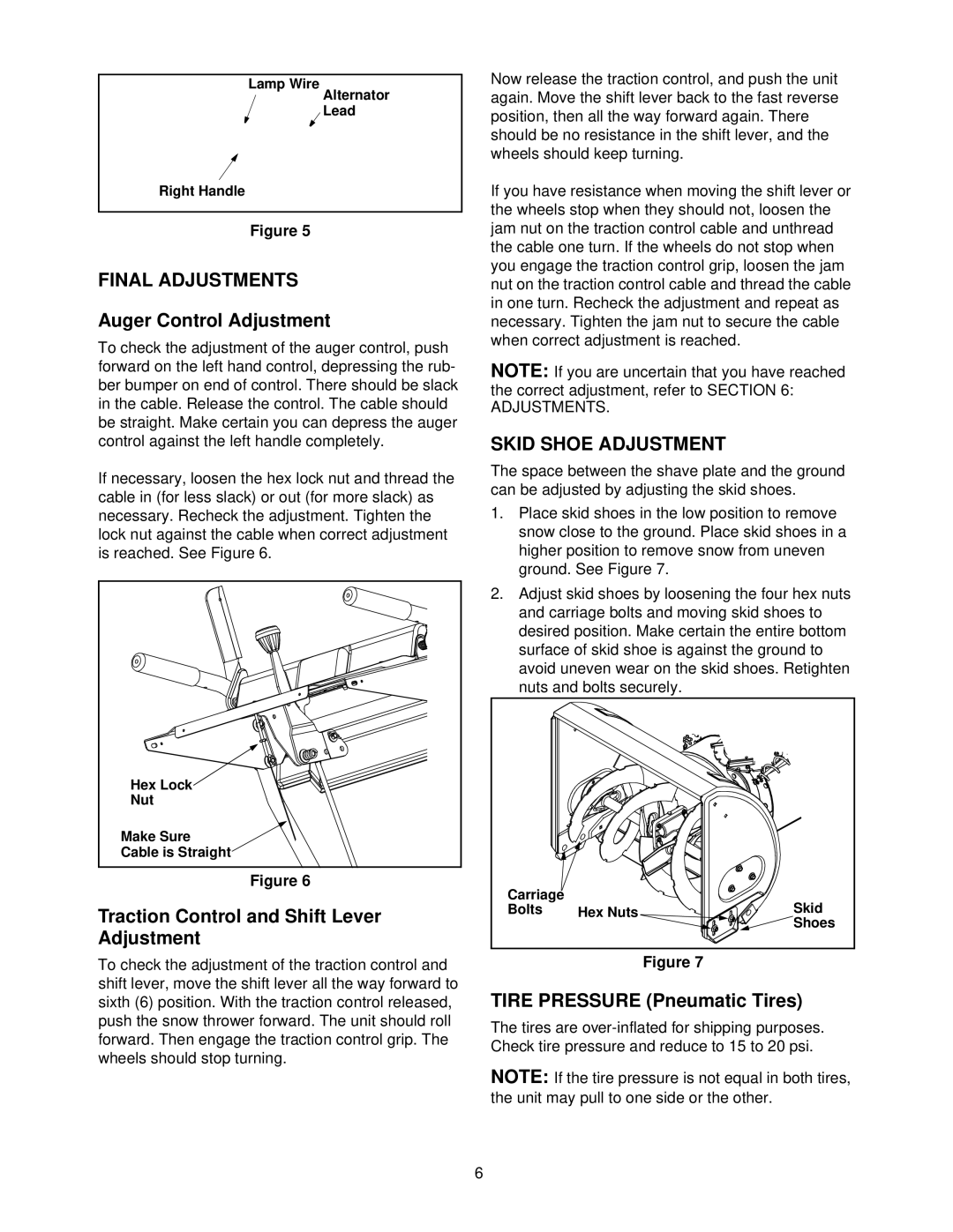 Yard Machines E610E, E6C0F, E660G, E640F, E600E manual Final Adjustments, Skid Shoe Adjustment 