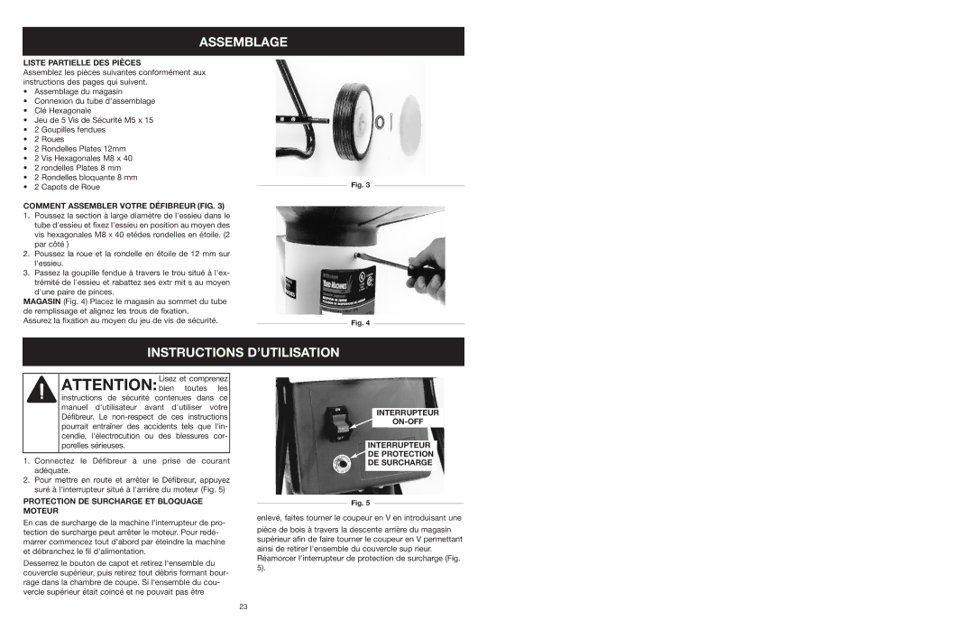 Yard Machines MTD1400K manual Assemblage, Instructions D’UTILISATION 