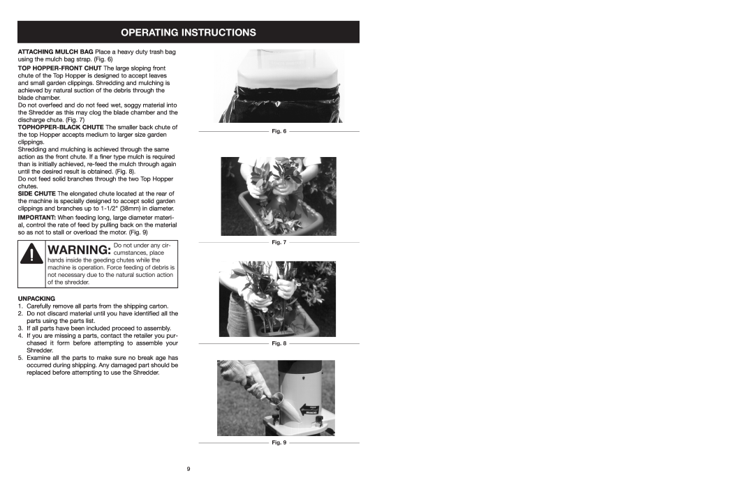Yard Machines MTD1400K manual Operating Instructions, Unpacking 