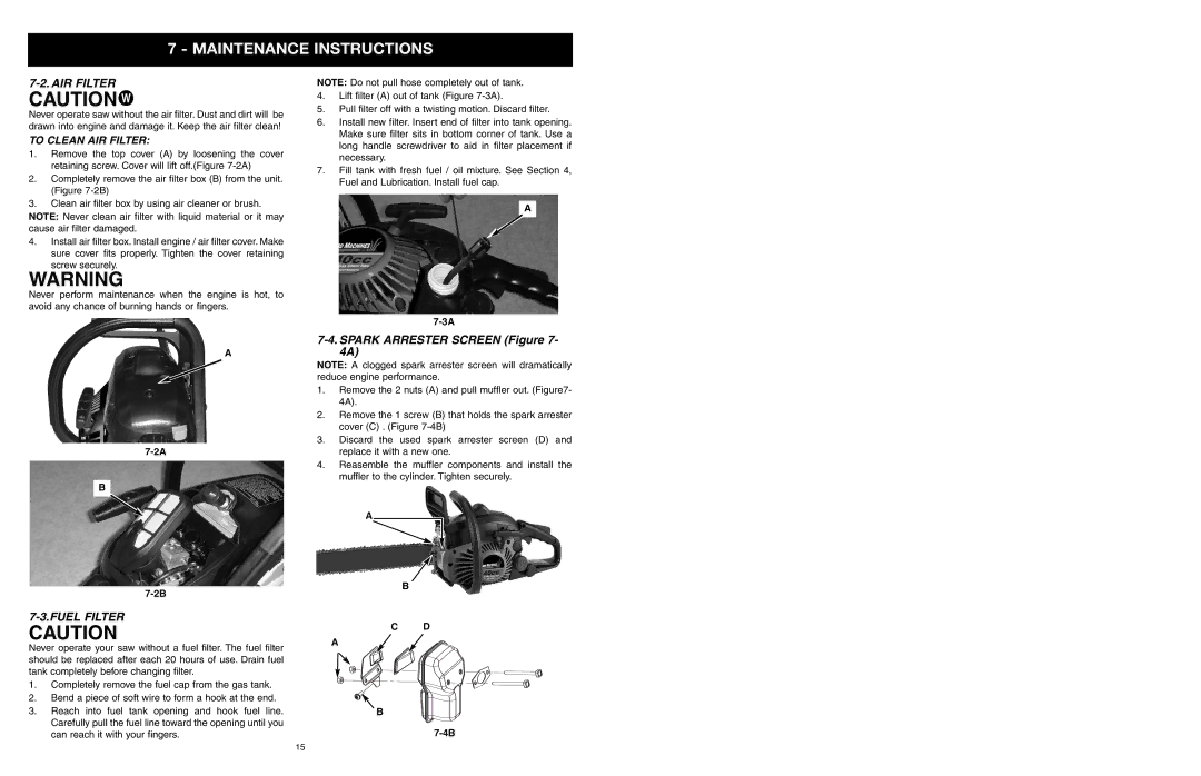 Yard Machines MTD1840AVCC, MTD1640NAVCC manual Fuel Filter, To Clean AIR Filter 