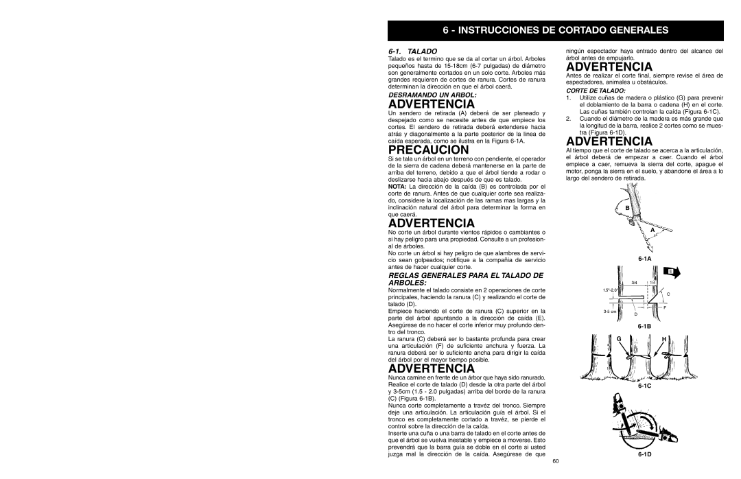 Yard Machines MTD1640NAVCC, MTD1840AVCC Instrucciones DE Cortado Generales, Reglas Generales Para EL Talado DE Arboles 