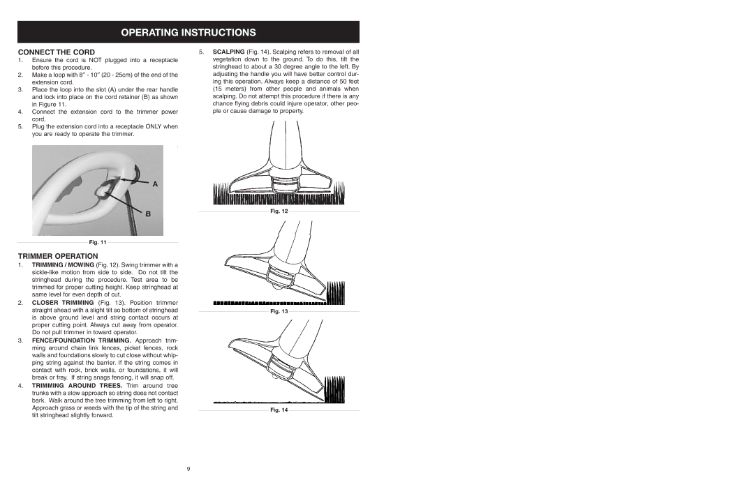 Yard Machines MTD27P manual Operating Instructions, Connect the Cord 