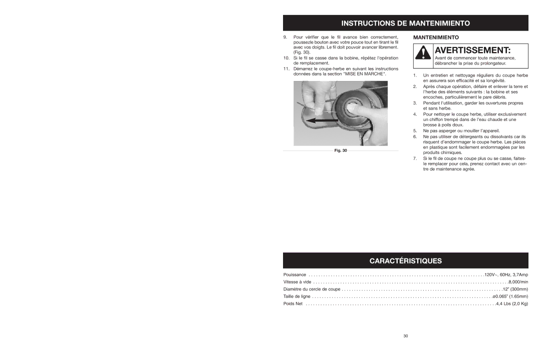 Yard Machines MTD27P manual Caractéristiques, Mantenimiento 