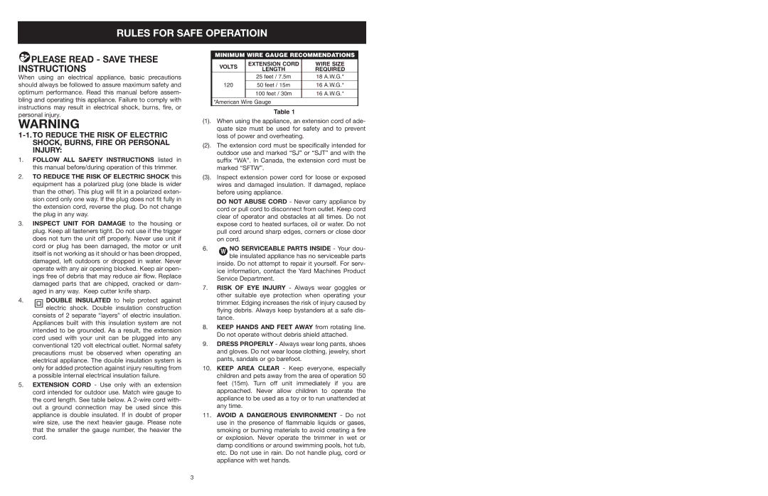 Yard Machines MTD27P manual Please Read Save These Instructions 