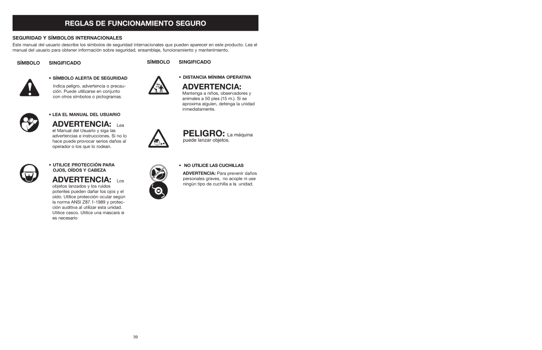 Yard Machines MTD27P manual Advertencia 