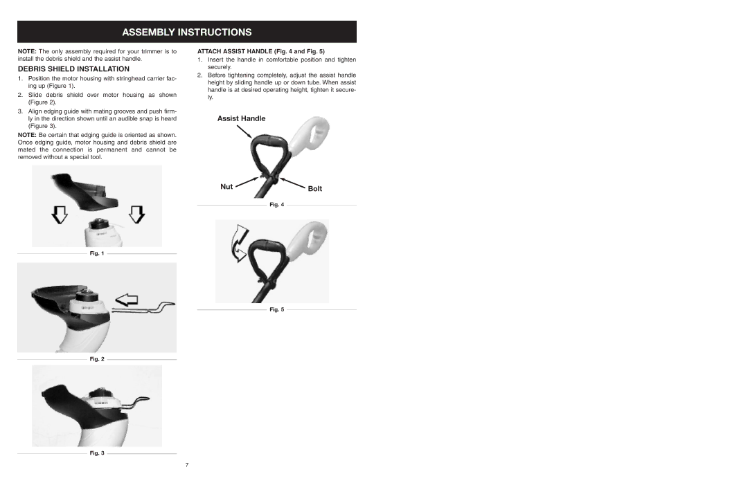 Yard Machines MTD27P manual Assembly Instructions, Debris Shield Installation 