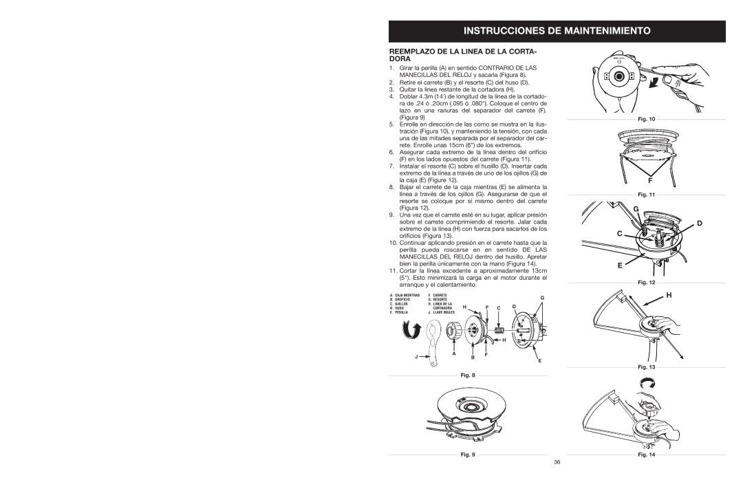 Yard Machines MTD308P manual Instrucciones DE Maintenimiento, Reemplazo DE LA Linea DE LA CORTA- Dora 