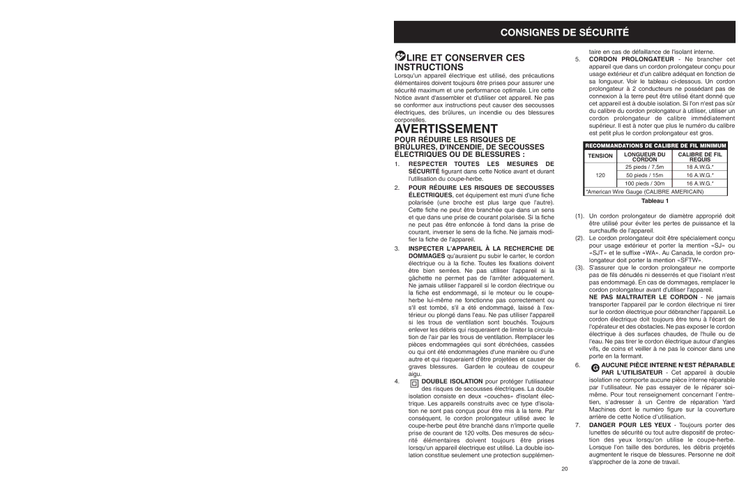 Yard Machines MTDA13P manual Avertissement 