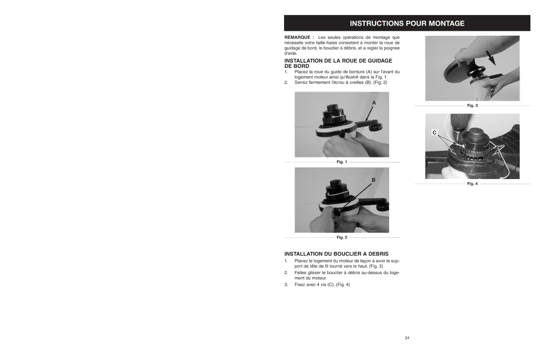 Yard Machines MTDA13P manual Instructions Pour Montage, Installation DE LA Roue DE Guidage DE Bord 