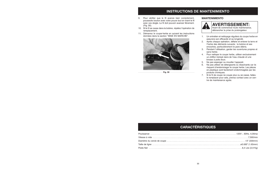 Yard Machines MTDA13P manual Caractéristiques, Mantenimiento 