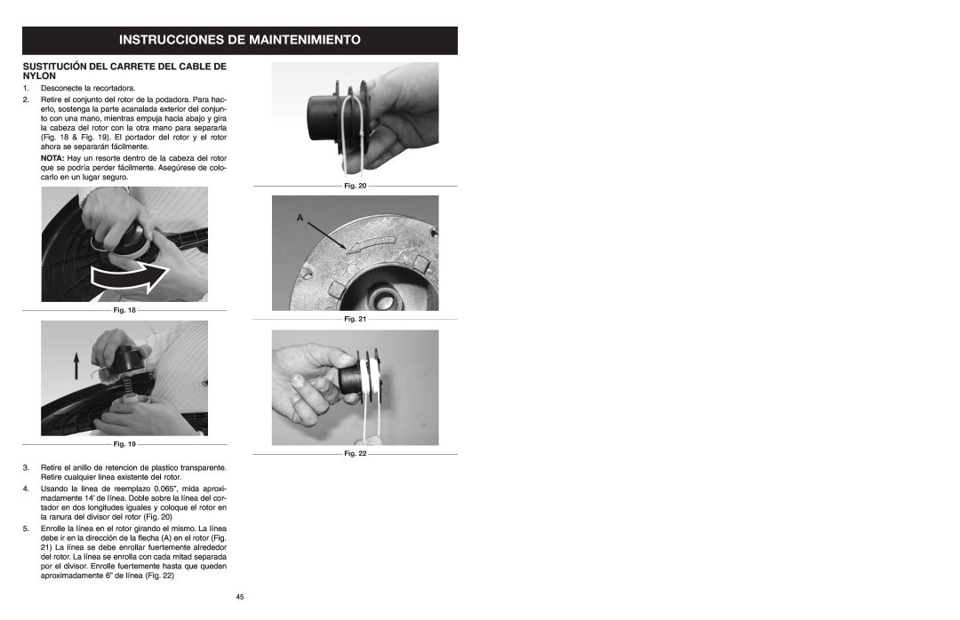 Yard Machines MTDA13P manual Instrucciones De Maintenimiento, Sustitución Del Carrete Del Cable De Nylon 