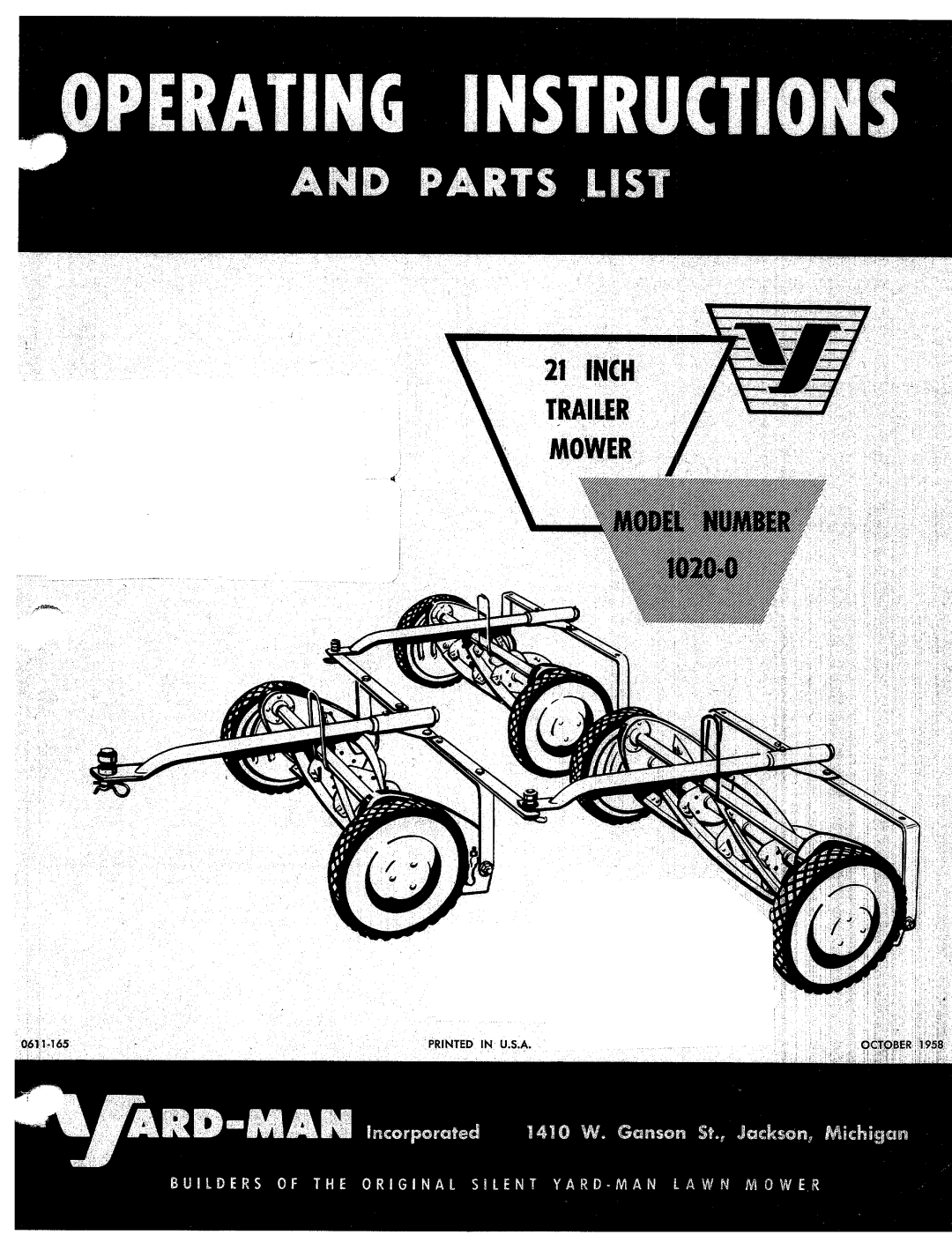 Yard-Man 1020-0 manual 