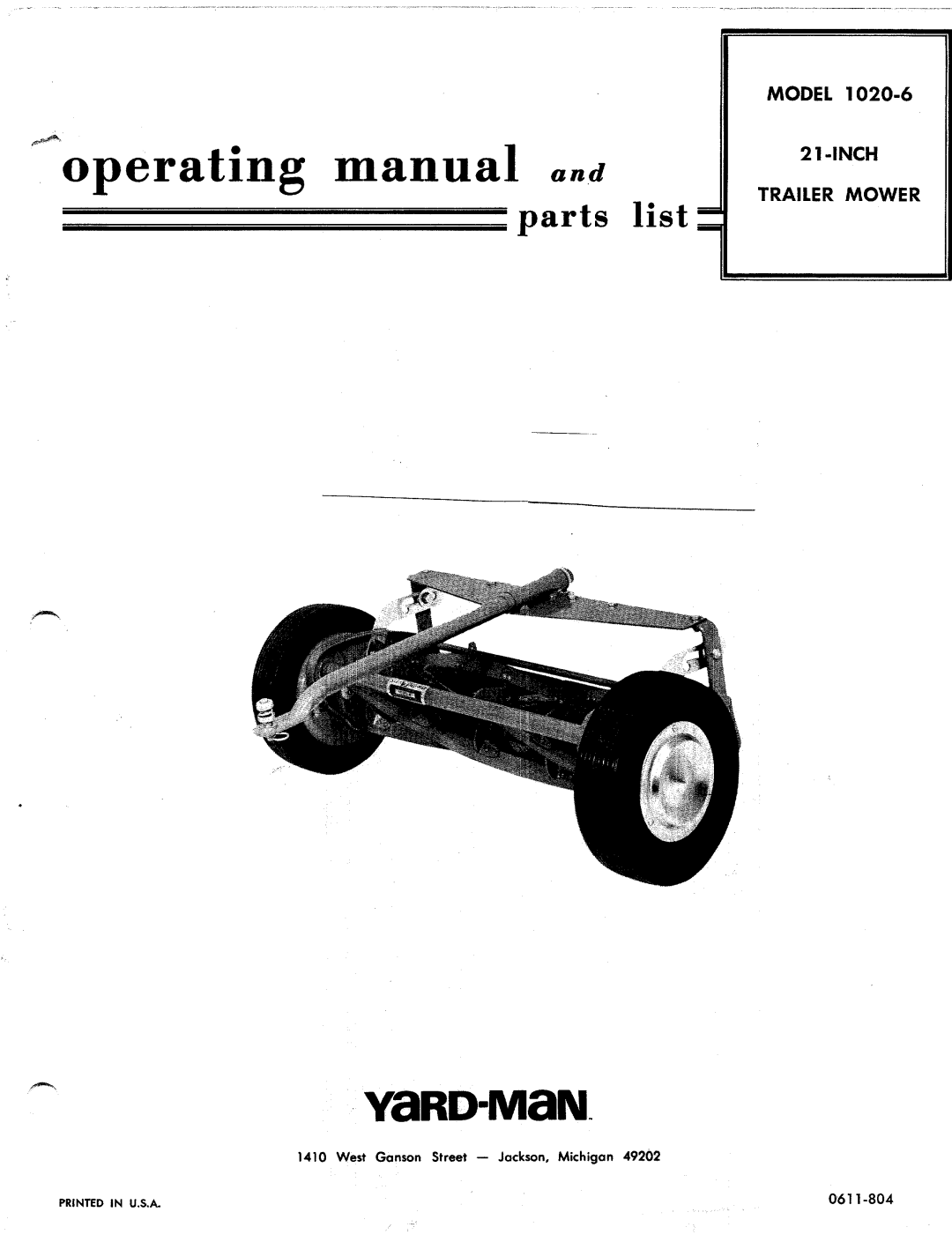 Yard-Man 1020-6 manual 