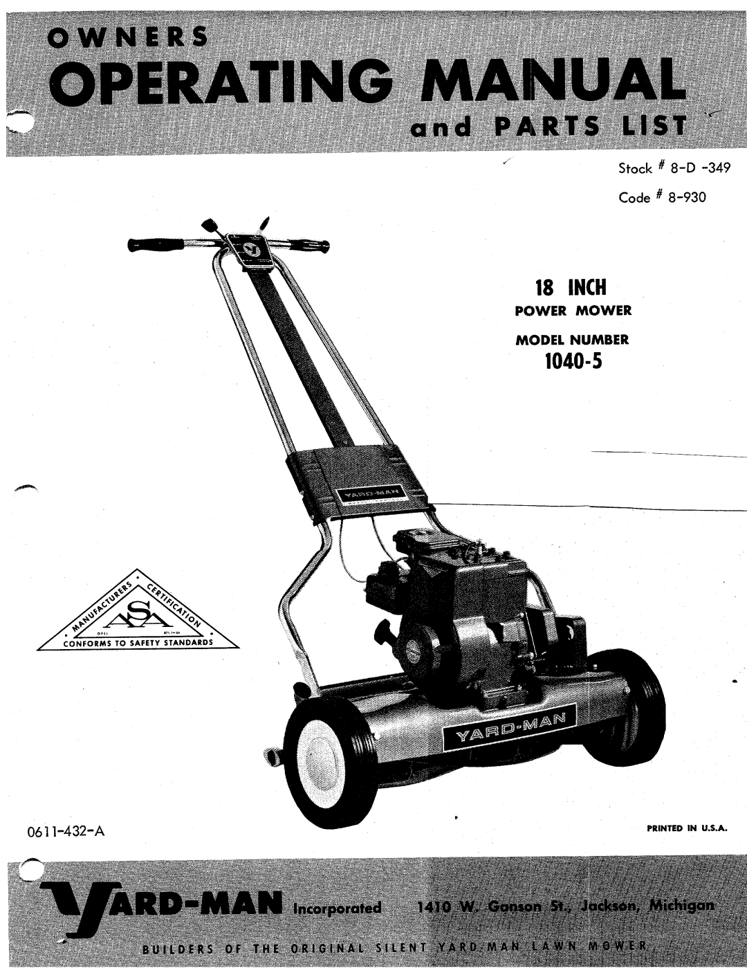 Yard-Man 1040-5 manual 