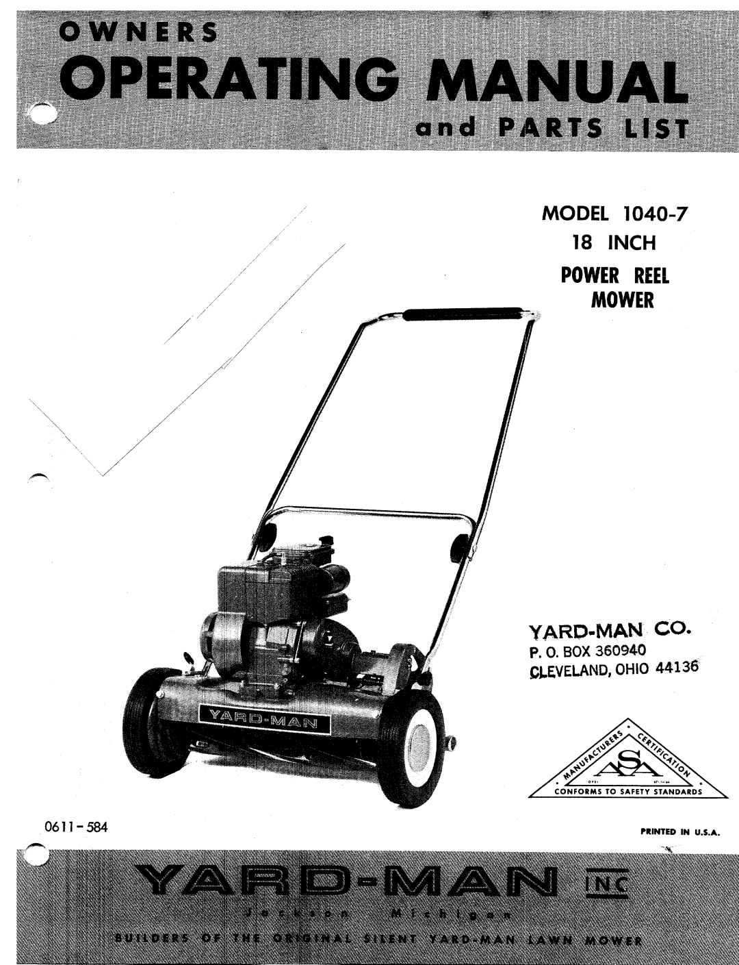 Yard-Man 1040-7 manual 