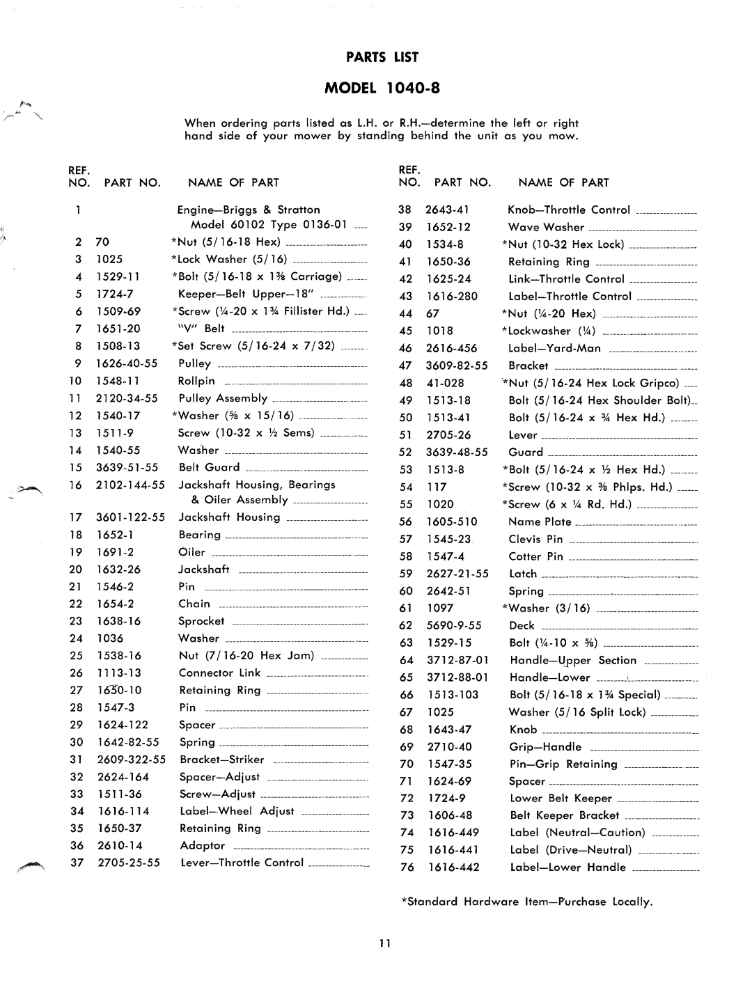 Yard-Man 1040-8 manual 