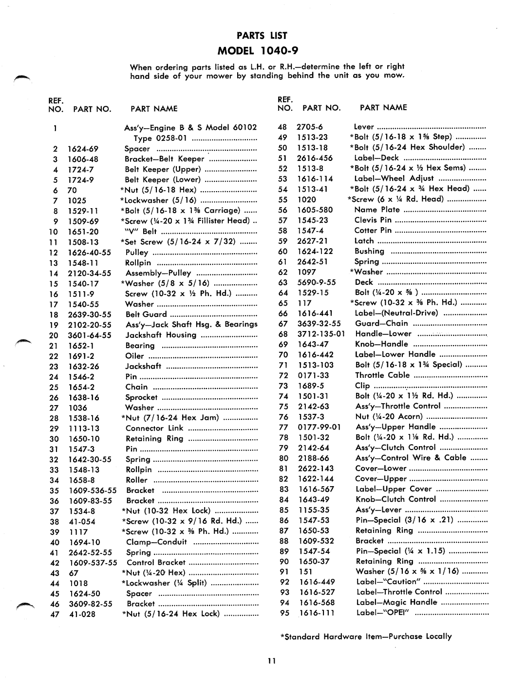 Yard-Man 1040-9 manual 