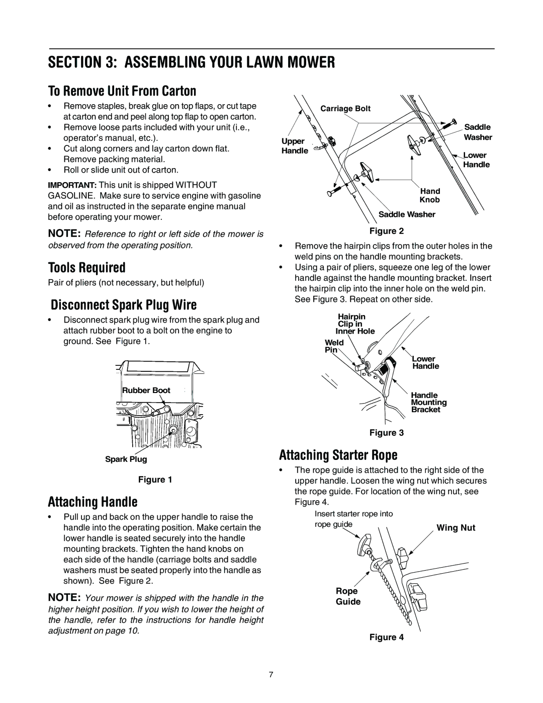 Yard-Man 106 manual Assembling Your Lawn Mower 