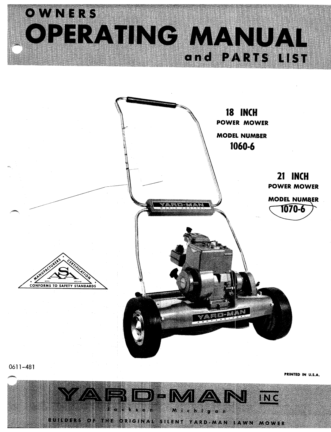 Yard-Man 1070-6, 1060-6 manual 