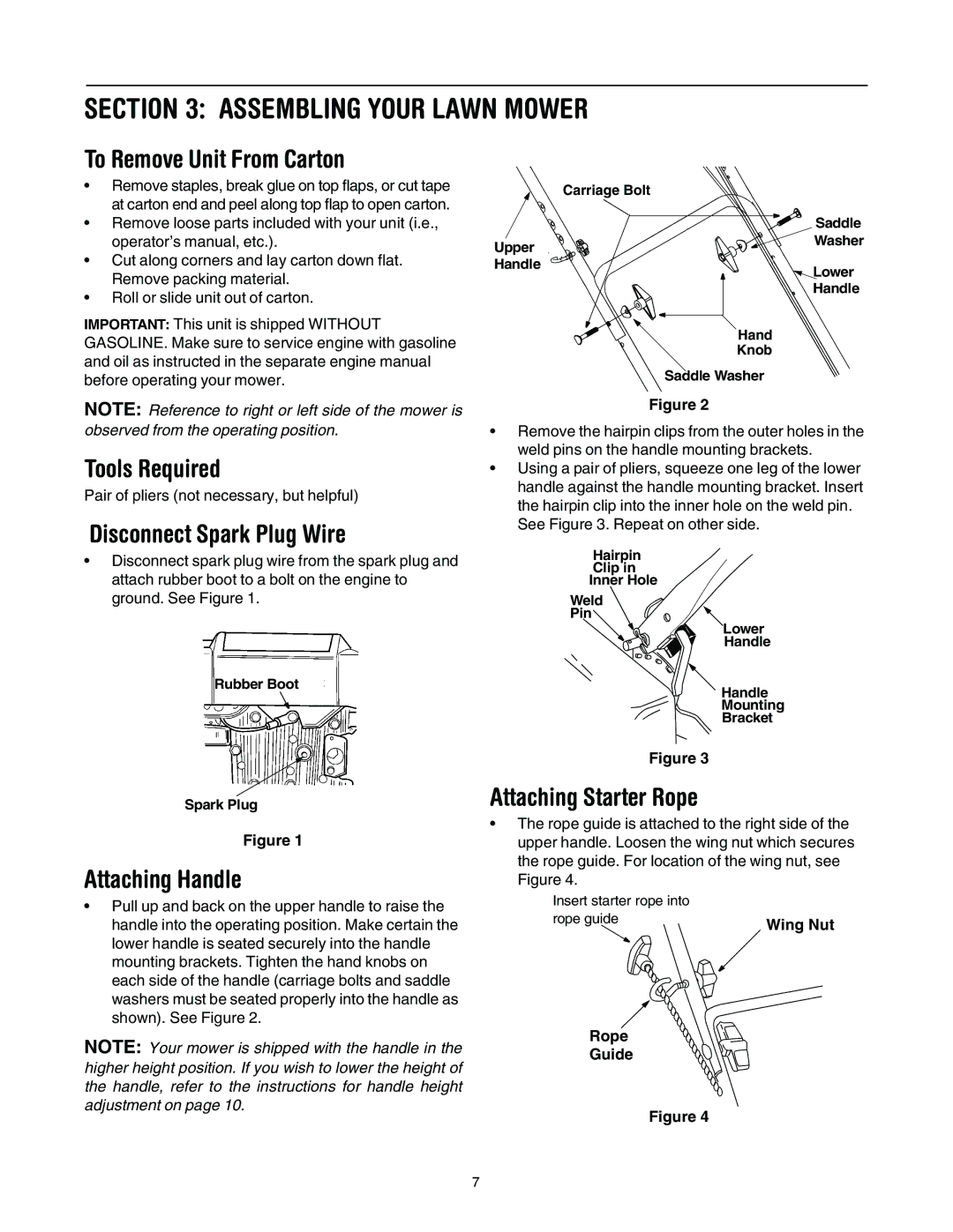 Yard-Man 107 manual Assembling Your Lawn Mower 