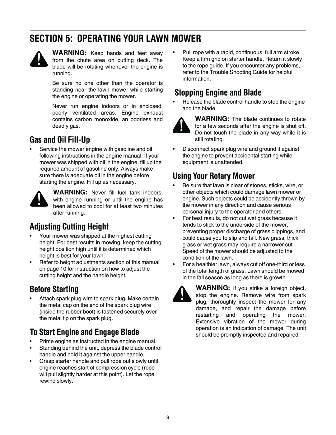 Yard-Man 107 manual Operating Your Lawn Mower 