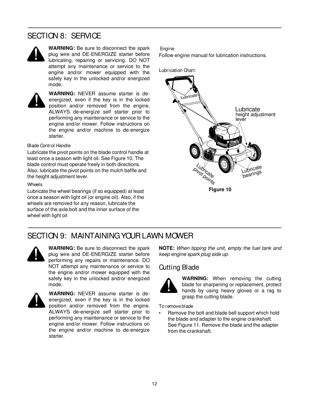 Yard-Man 109T manual Service, Maintaining Your Lawn Mower, Cutting Blade 